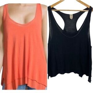 Free People Karmen Sleeveless Layer Tank Top Black Small OB584638